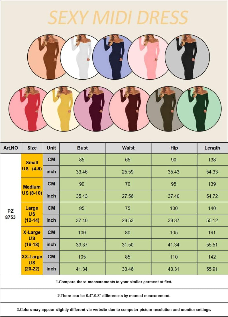Women'S Sexy off Shoulder Long Sleeve Slim Knit Bodycon Ribbed Sweater Dresses Pencil Long Dress